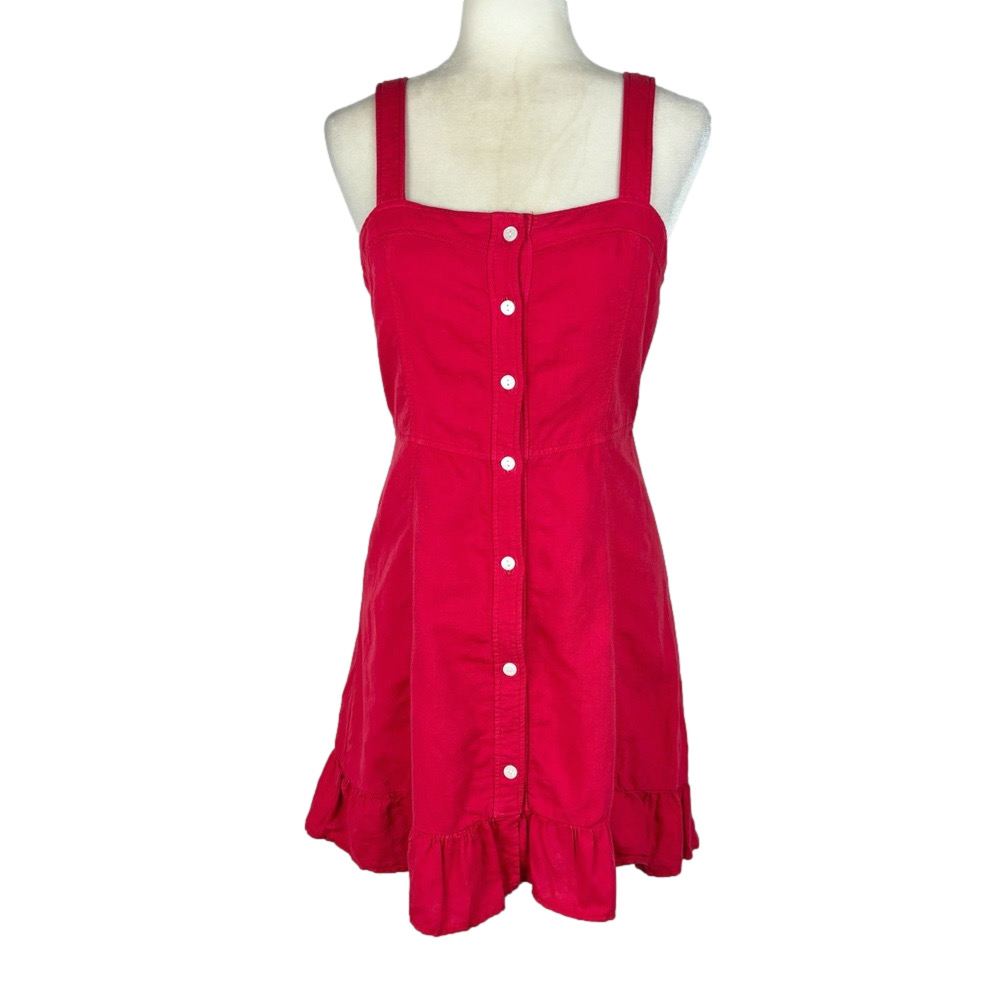 Zara red linen-blend dress